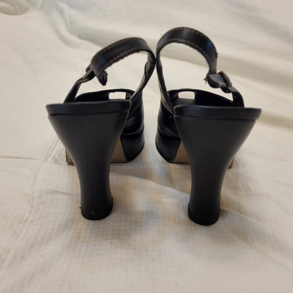 Two Lips Marilyn Black Pinup Peep Toe Buckle Platform Slingback Heels - 7.5 - Picture 6 of 10